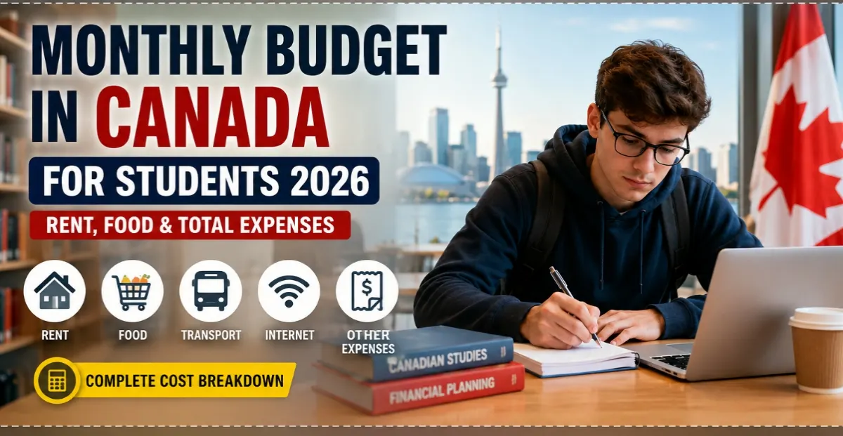 Planning to study in Canada? Here’s the real monthly budget for students in 2026, including rent, food, transport, and total living costs across major cities.